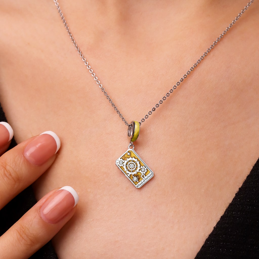 Gnoce Tarot Wheel of Fortune Pendant Dangle Charm_4