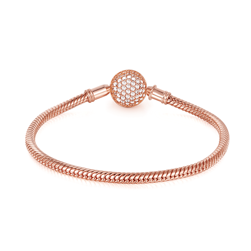Gnoce "Endearing Gifts For Her" Crystal Round Shape Clasp Bracelet 18K Rose Gold Plated_2