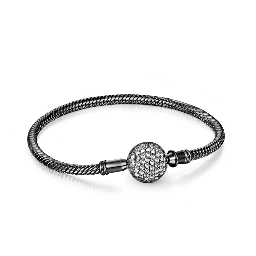 Gnoce Black Crystal Round Shape Bracelet_1