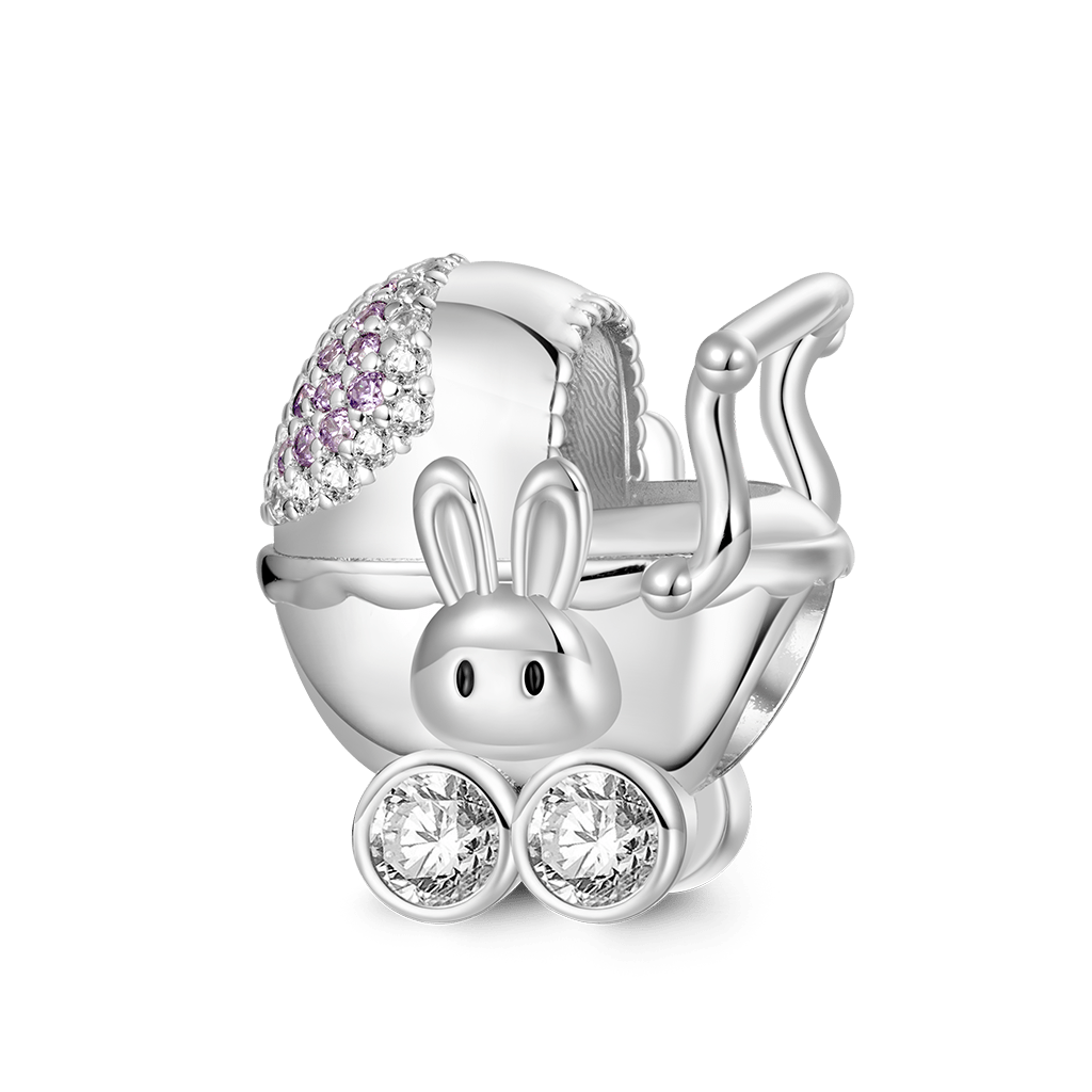 Gnoce Cute Bunny Baby Carriage Engravable Charm_1