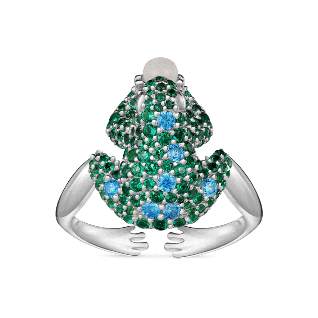 Gnoce Creative Frog Adjustable Open Ring Platinum-plated Silver Blend_1