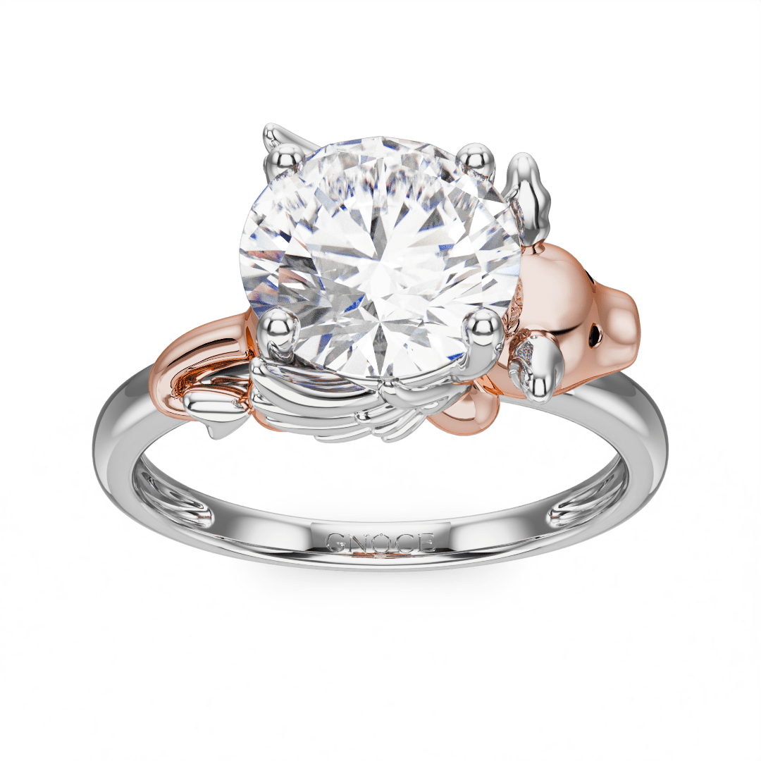 Gnoce Persimmon Dragon Embraces Moissanite Round Cut Ring_2
