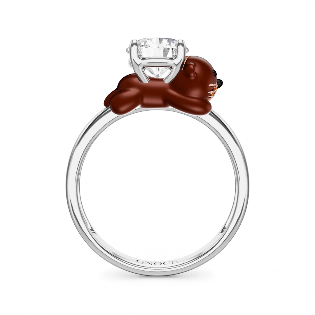 Gnoce Otter Embraces Moissanite Round Cut Ring_4