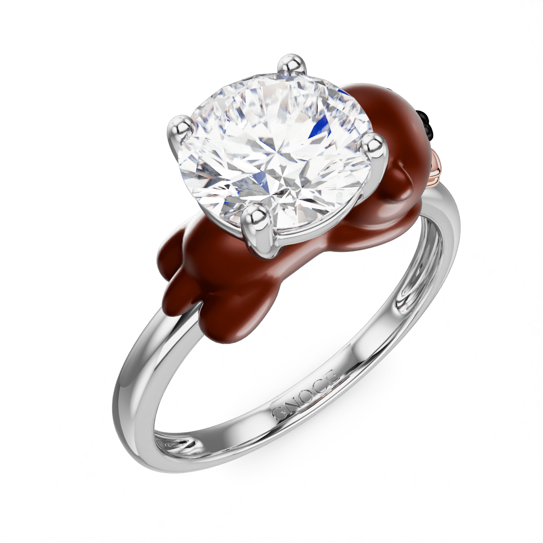 Gnoce Otter Embraces Moissanite Round Cut Ring_3