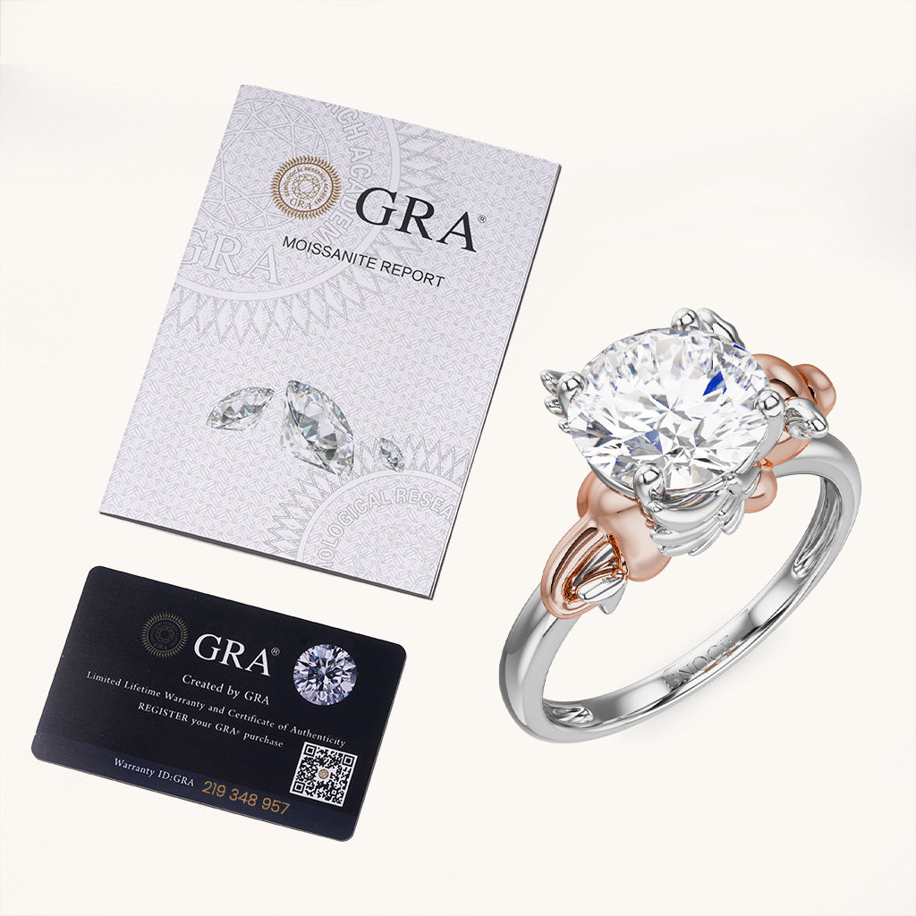 Gnoce Persimmon Dragon Embraces Moissanite Round Cut Ring_6