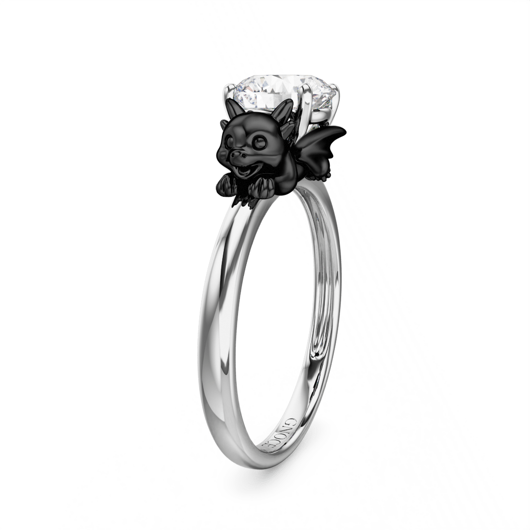 Gnoce Little Black Dragon Embraces Moissanite Round Cut Ring_4