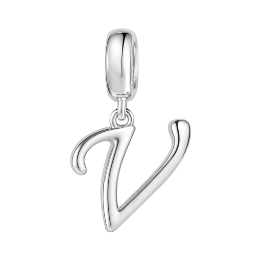 Gnoce "The Vow"  Letter V 925 Sterling Silver Dangling Charm Great for Bracelet, Choker, Necklace_1