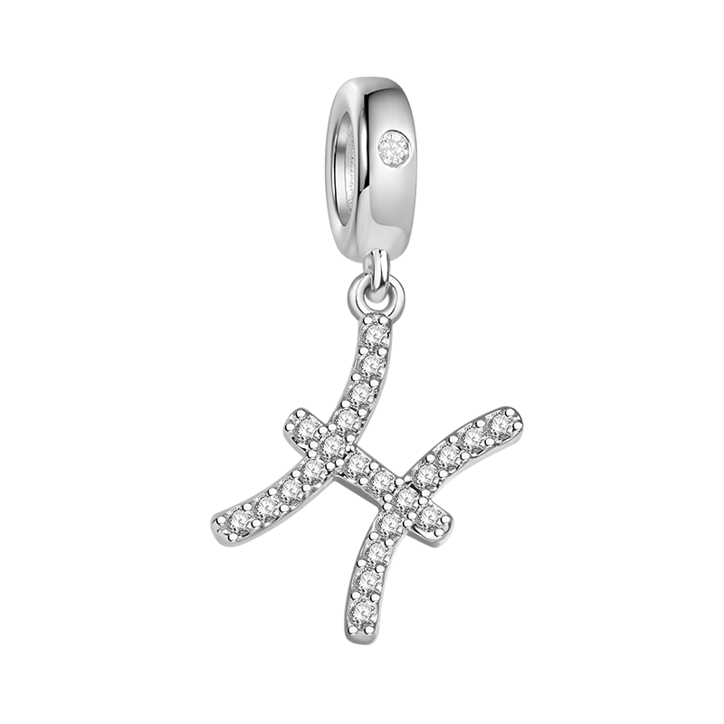 Gnoce Pisces Zodiac Charm Platinum-plated Silver Blend_1