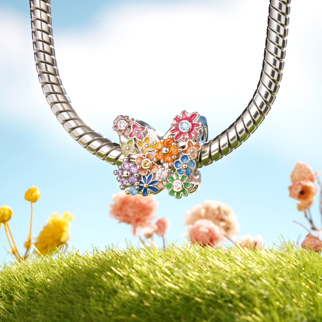 Gnoce Mother and Daughter Butterfly Flower Charm_3