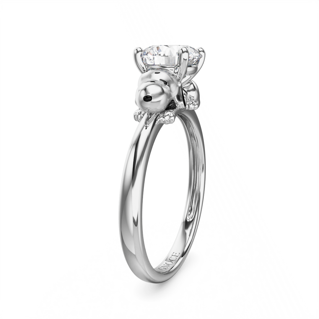 Gnoce Peanuts Snoopy Embraces Moissanite Round Cut Ring_4