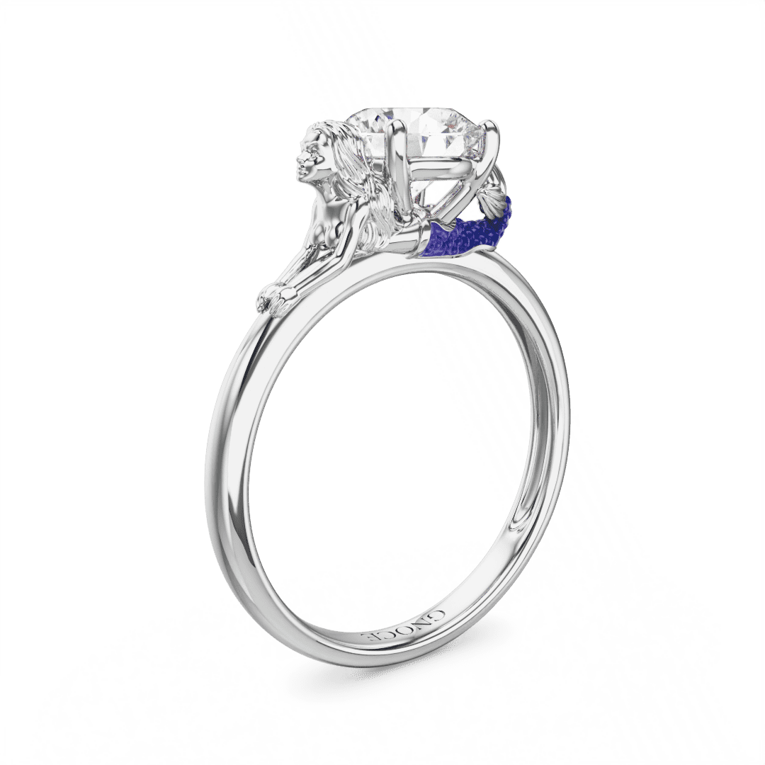 Gnoce Mermaid Embraces Moissanite Round Cut Ring_1