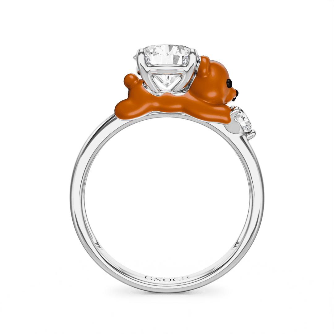 Gnoce Bear Embraces Moissanite Round Cut Ring_5
