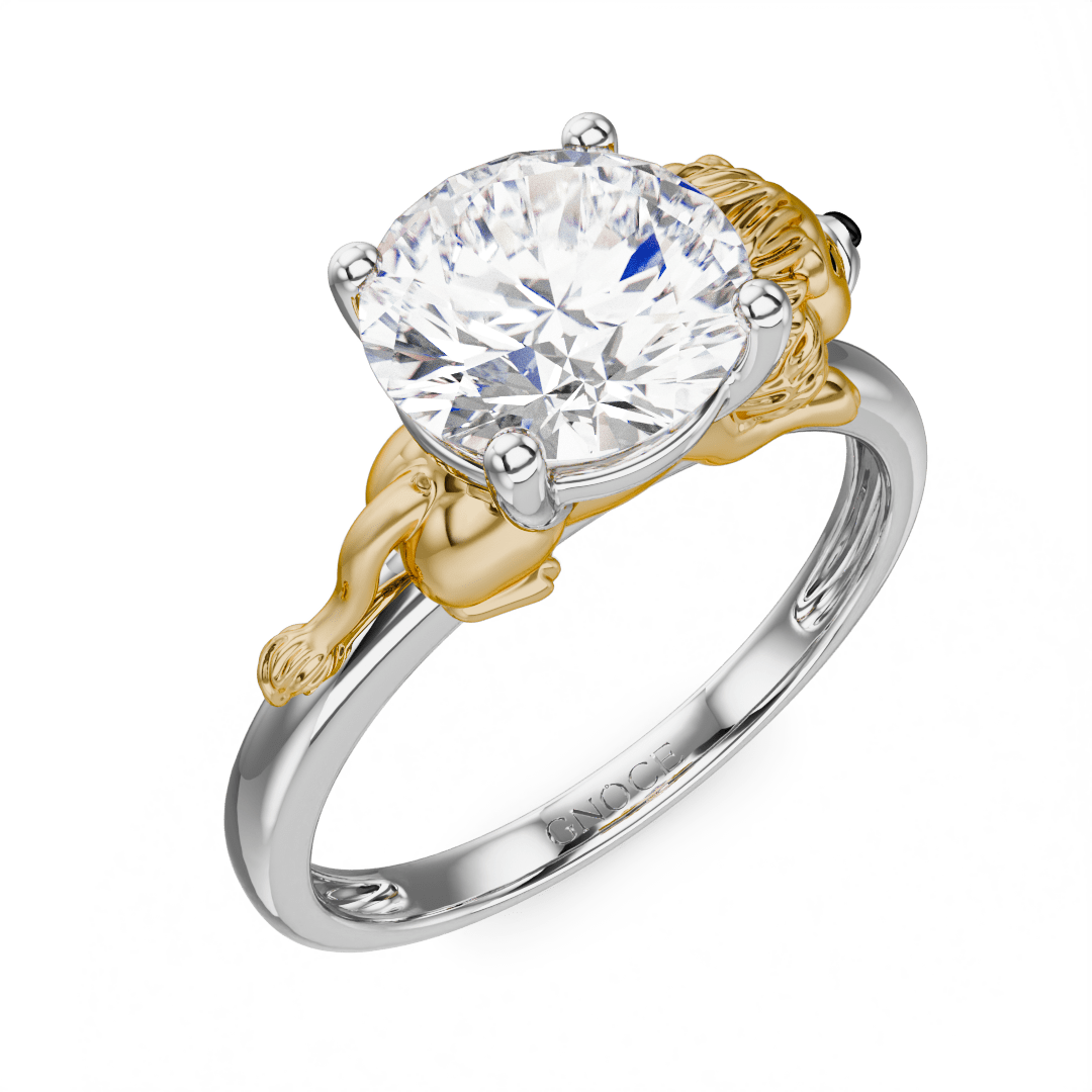 Gnoce Lion Embraces Moissanite Round Cut Ring_3
