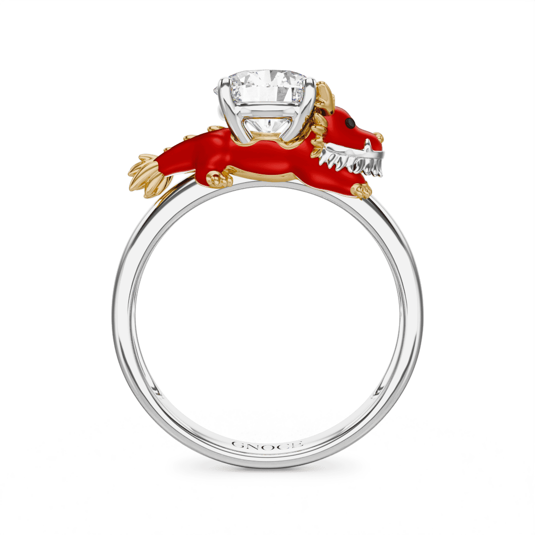 Gnoce Dragon Embraces Moissanite Round Cut Ring_5
