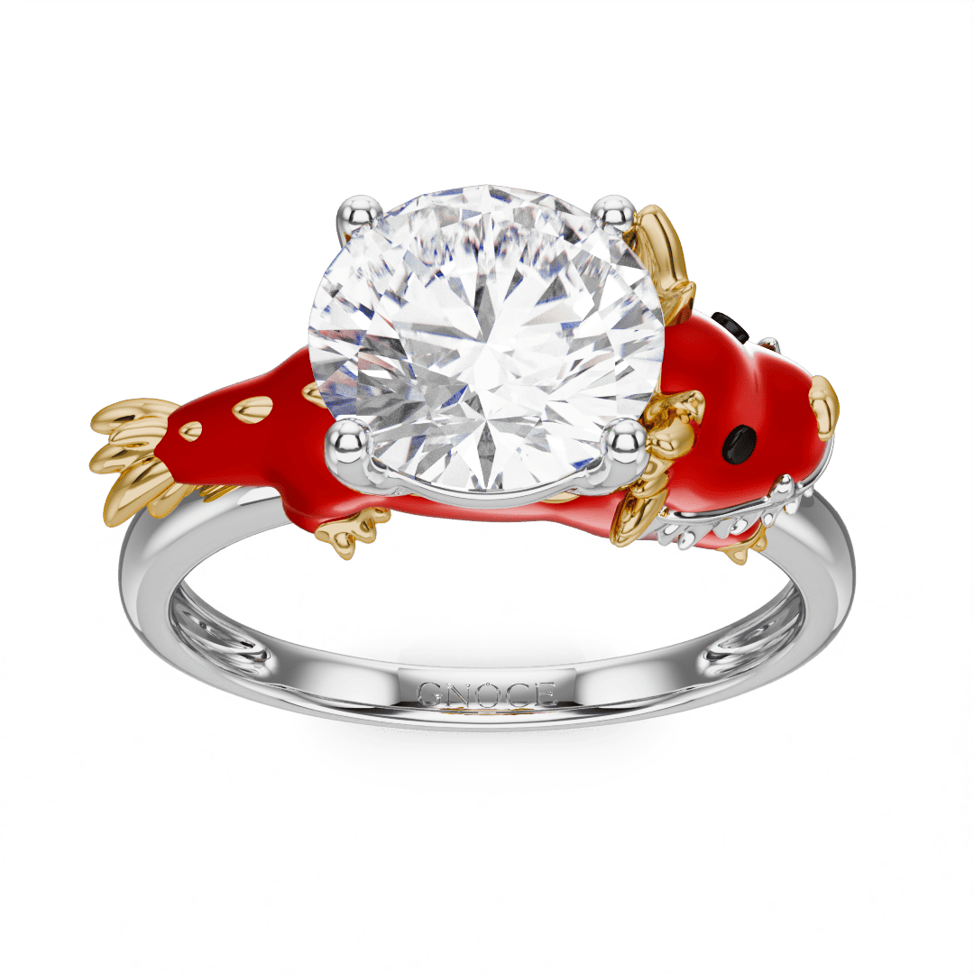 Gnoce Dragon Embraces Moissanite Round Cut Ring_2