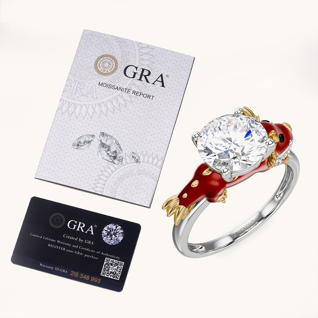 Gnoce Dragon Embraces Moissanite Round Cut Ring_6