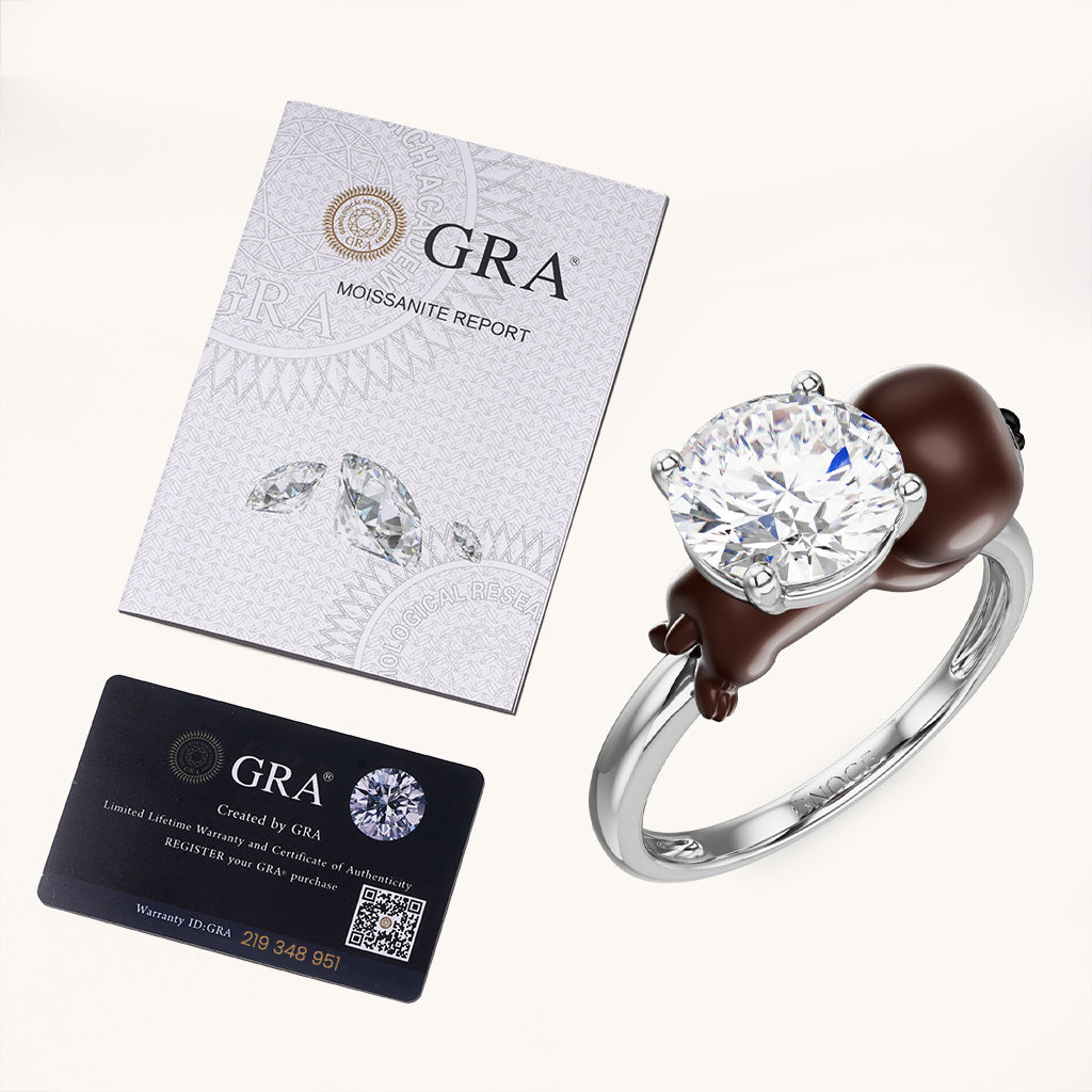Gnoce Sloth Embraces Moissanite Round Cut Ring_6