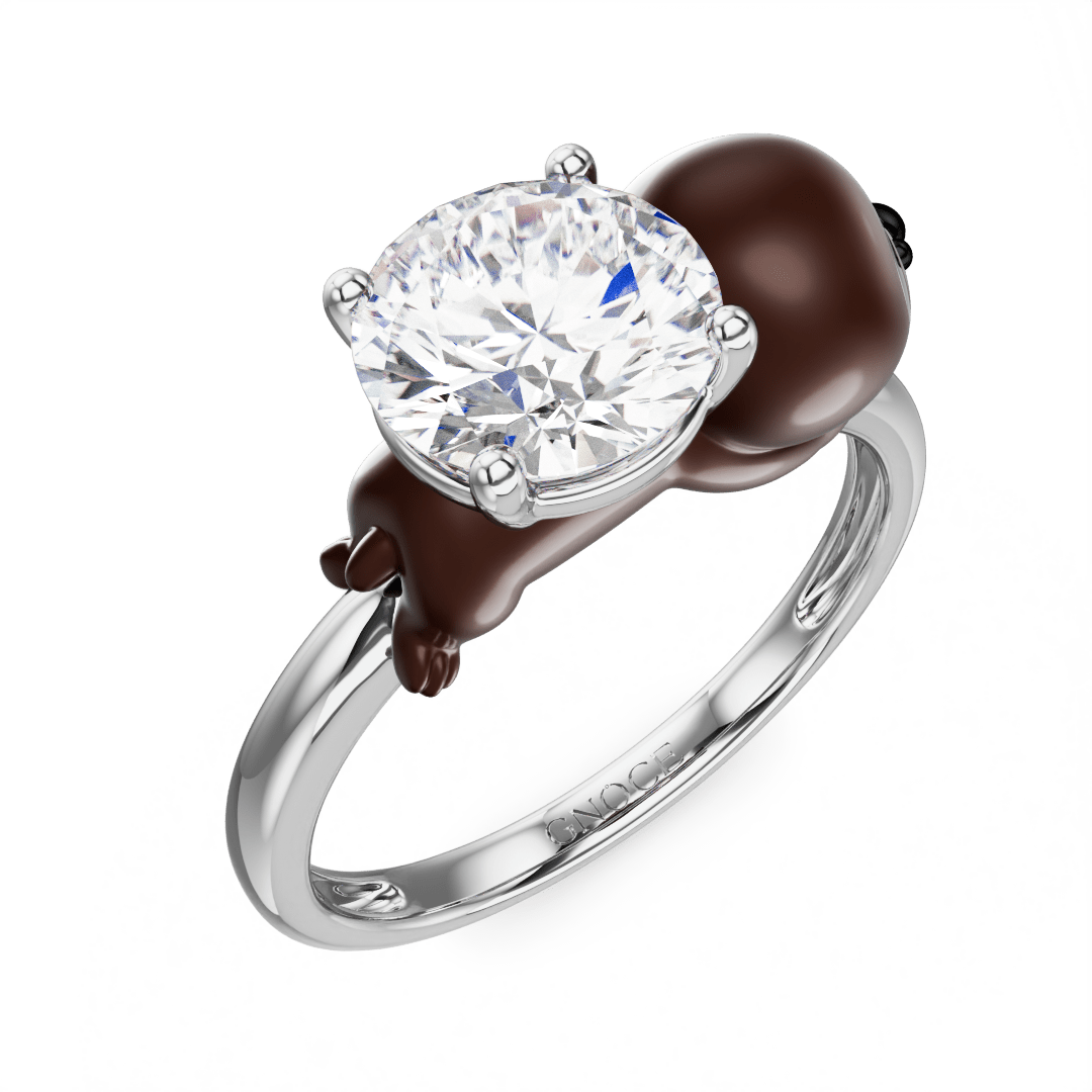 Gnoce Sloth Embraces Moissanite Round Cut Ring_3