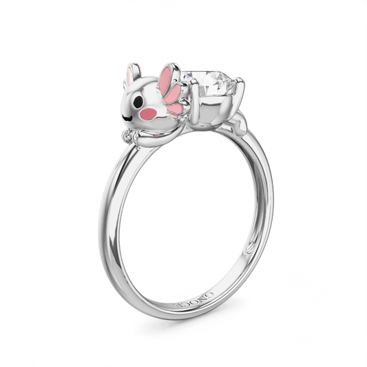 Gnoce Mexican Axolotl Embraces Moissanite Round Cut Ring_1