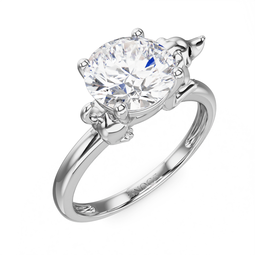 Gnoce Wiener dog Embraces Moissanite Round Cut Ring_3
