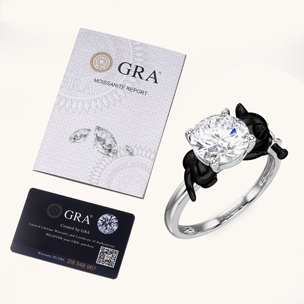 Gnoce Black Cat Embraces Moissanite Round Cut Ring_6