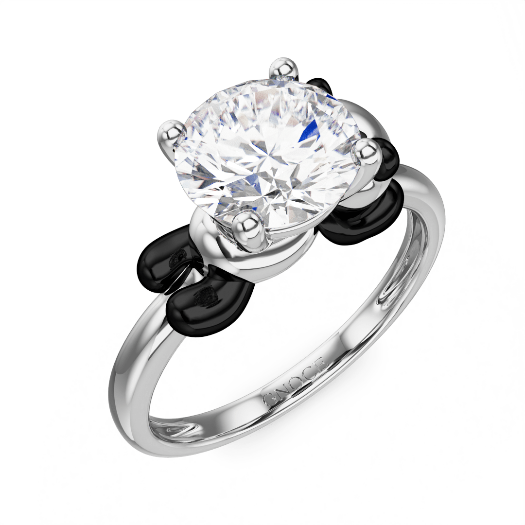 Gnoce Panda Embraces Moissanite Round Cut Ring_5