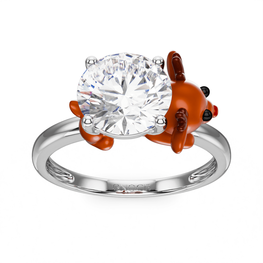Gnoce Reindeer Embraces Moissanite Round Cut Ring_2