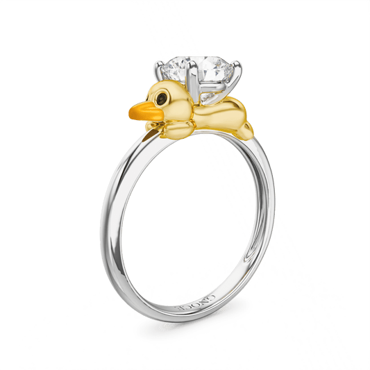 Gnoce Duck Embraces Moissanite Round Cut Ring_1