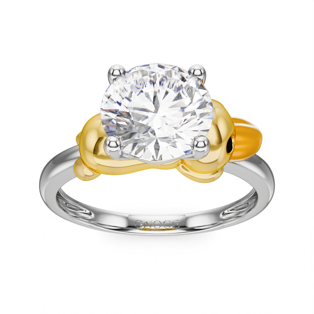 Gnoce Duck Embraces Moissanite Round Cut Ring_2