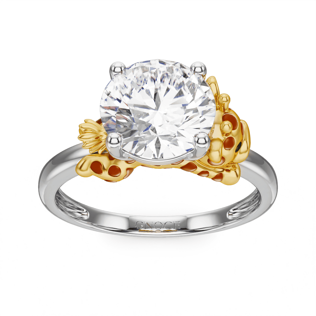 Gnoce Giraffe Embraces Moissanite Round Cut Ring_2