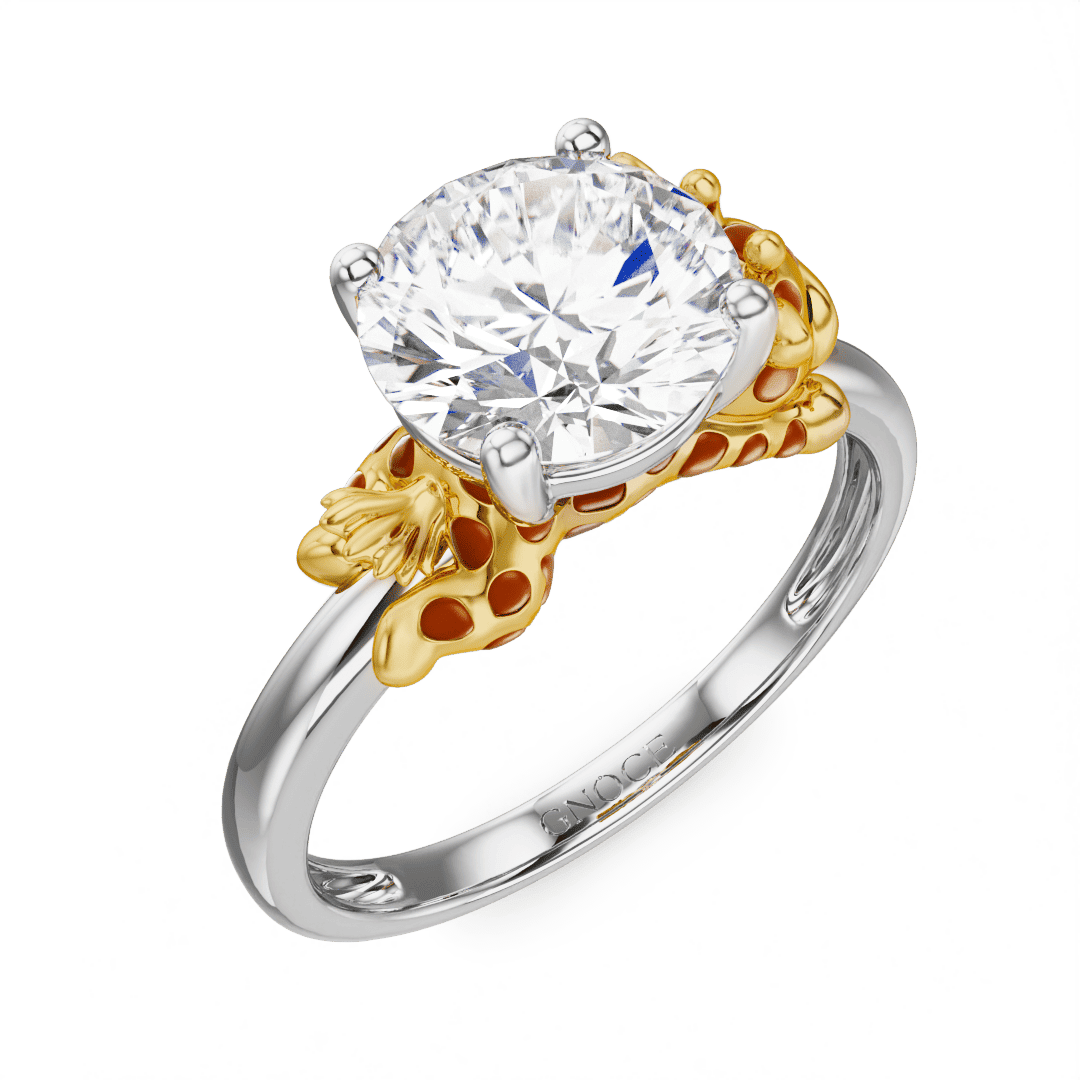 Gnoce Giraffe Embraces Moissanite Round Cut Ring_3