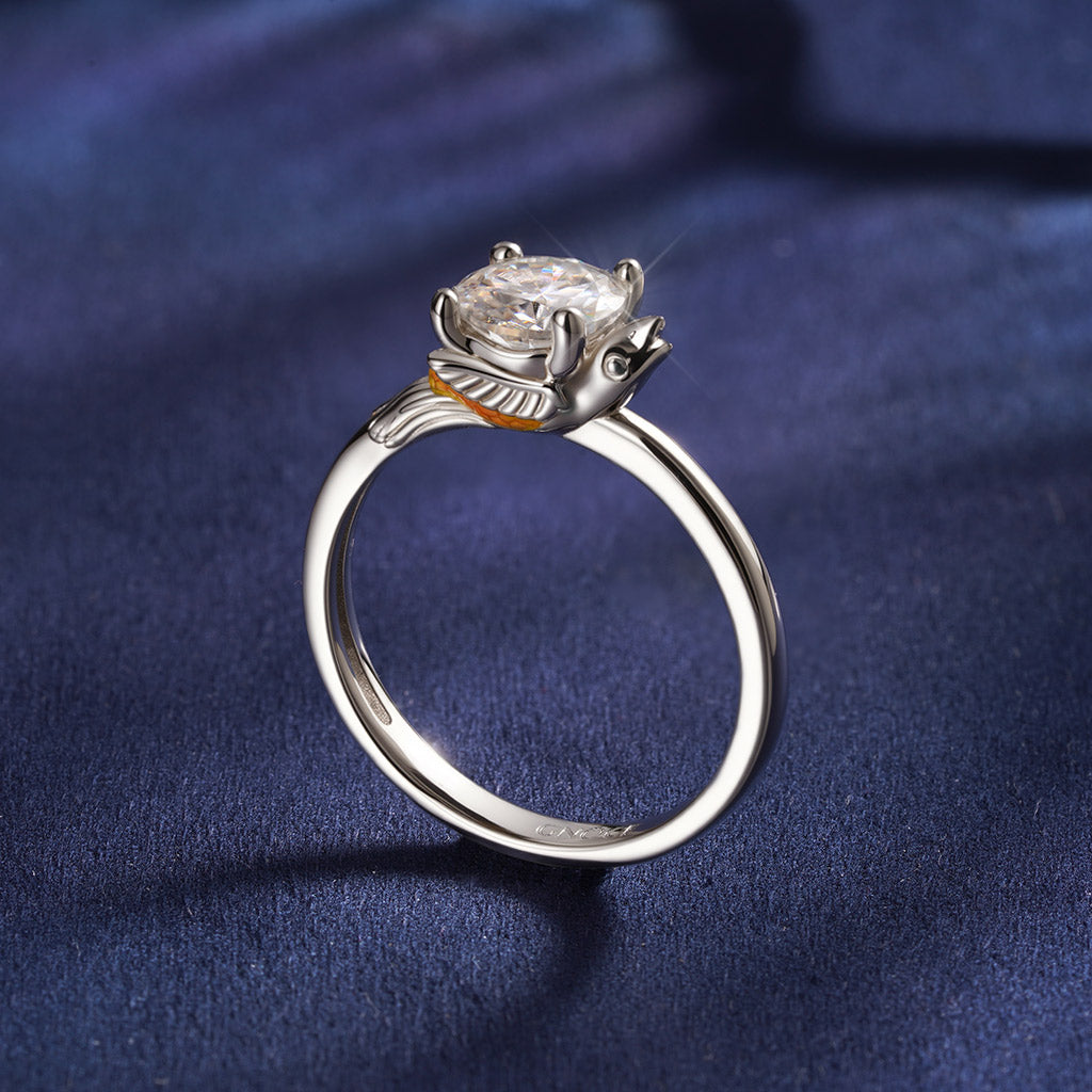 Gnoce Hummingbird Embraces Moissanite Round Cut Ring_7