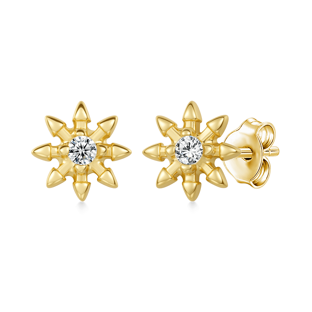 Gnoce 14K/10K Solid Gold Moissanite Spiked Star Stud Earrings_1