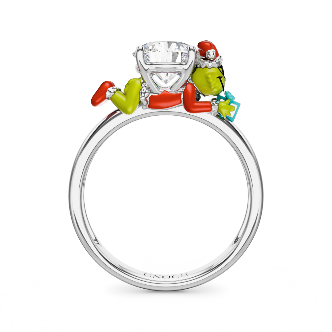 Gnoce Grinch Hug Gift White Moissanite Ring_5