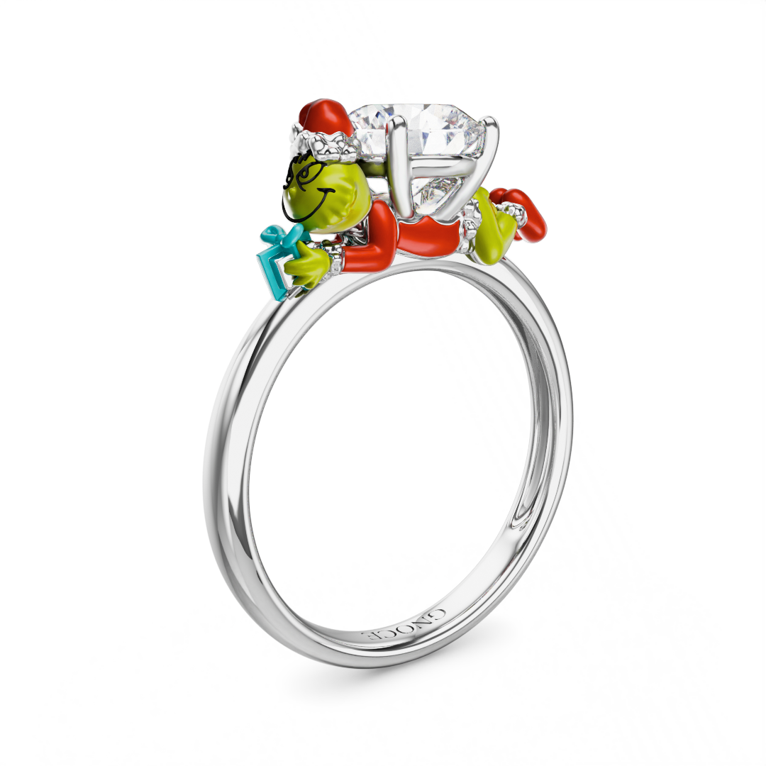 Gnoce Grinch Hug Gift White Moissanite Ring_1