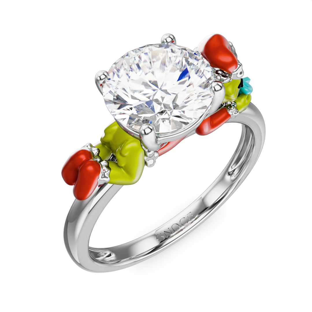 Gnoce Grinch Hug Gift White Moissanite Ring_3