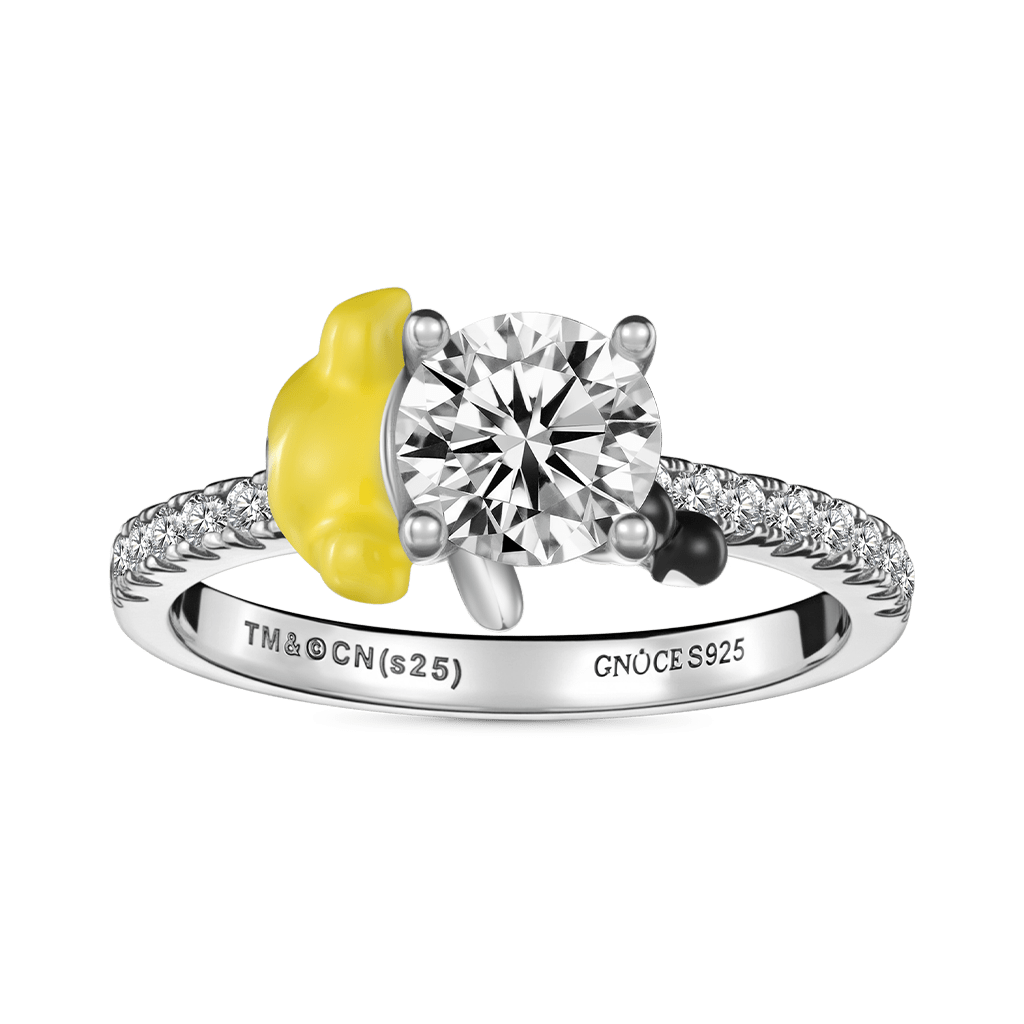 Gnoce The Powerpuff Girls Bubbles Embraces Moissanite Round Cut Ring_2