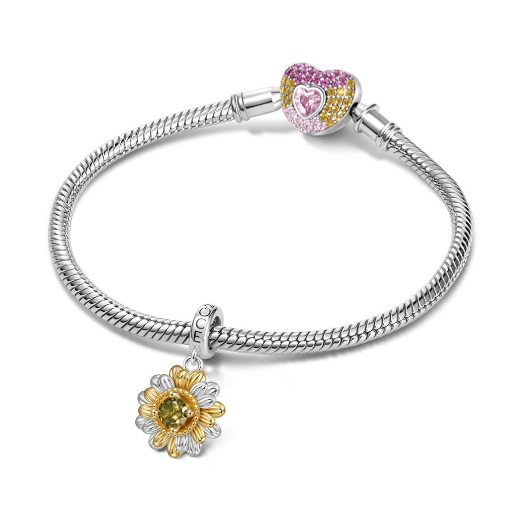 Gnoce Double Sunflower Charm Platinum-plated Silver Blend_3