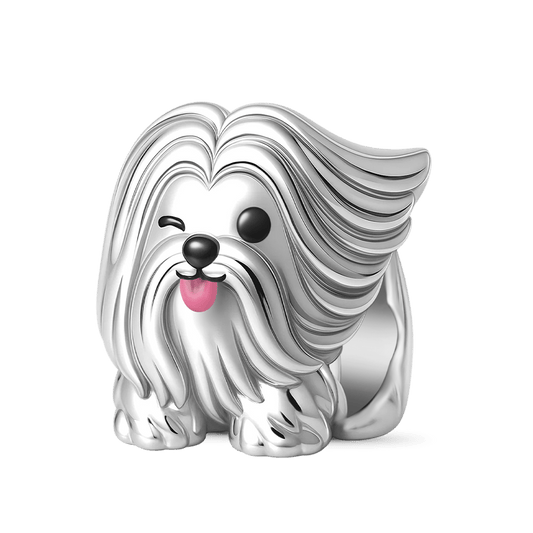 Gnoce Naughty Lhasa Apso Dog Charm Platinum-plated Silver Blend_1