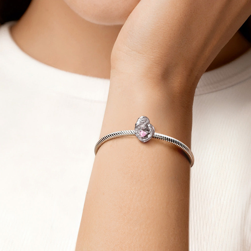 Gnoce Mother & Child Personalized Birthstone Charm Platinum-plated Silver Blend_2