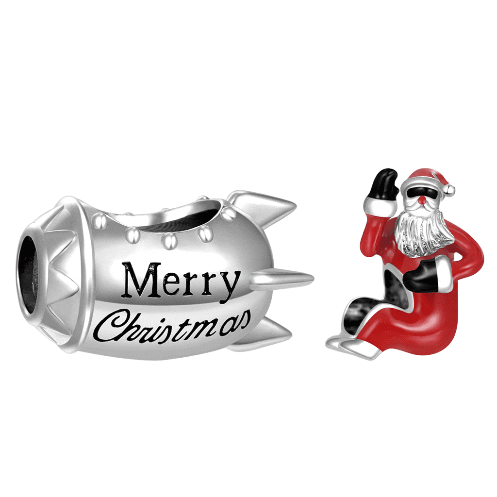 Gnoce Rocket Santa Claus Removable Charm Platinum-plated Silver Blend_1