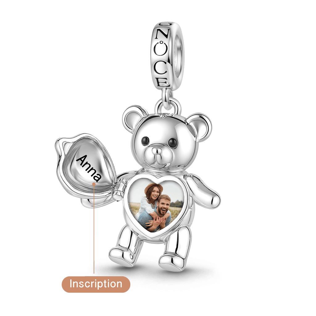 Gnoce Personalize Photo Engravable Bear Pendant Dangle Charm_4