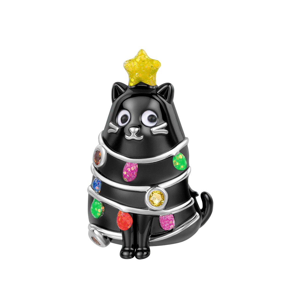 Gnoce Glow-in-the-Dark Black Cat Christmas Tree Beads_1