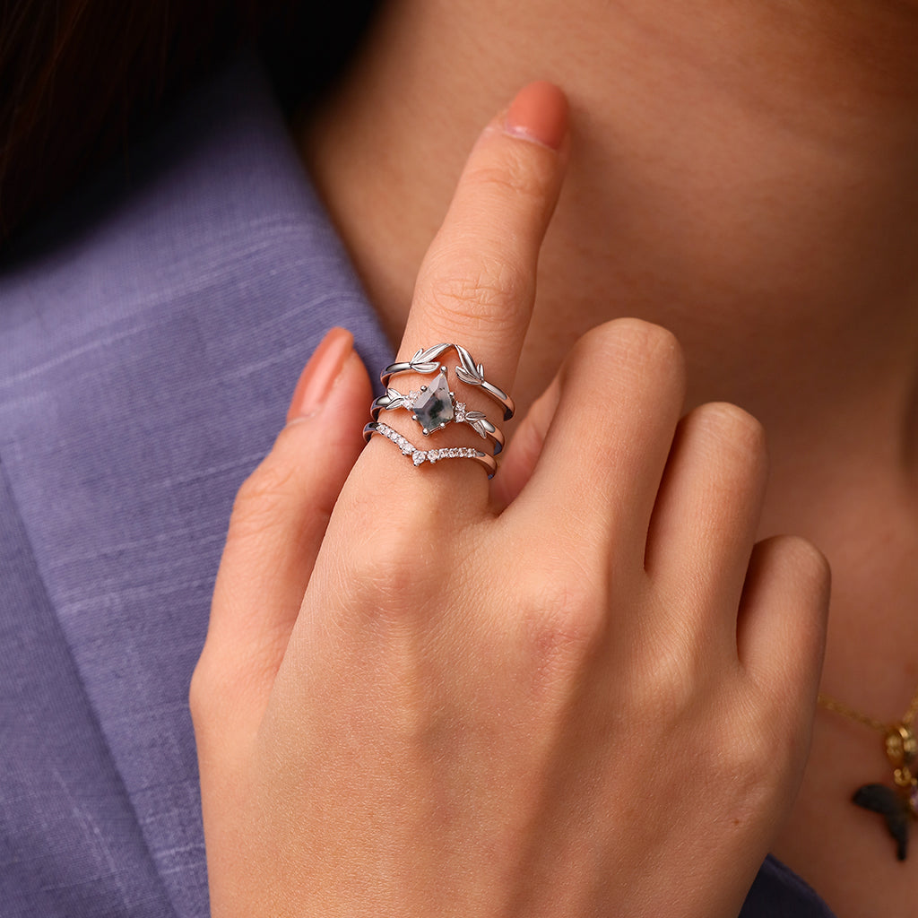 Gnoce Agate Leaf Stackable Ring Set_3