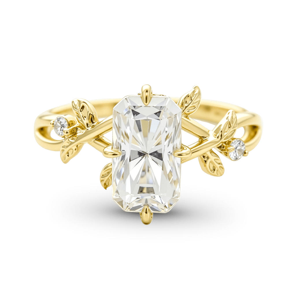 Gnoce Nature-Inspired Leaf & Vine Radiant-cut Engagement Ring_1