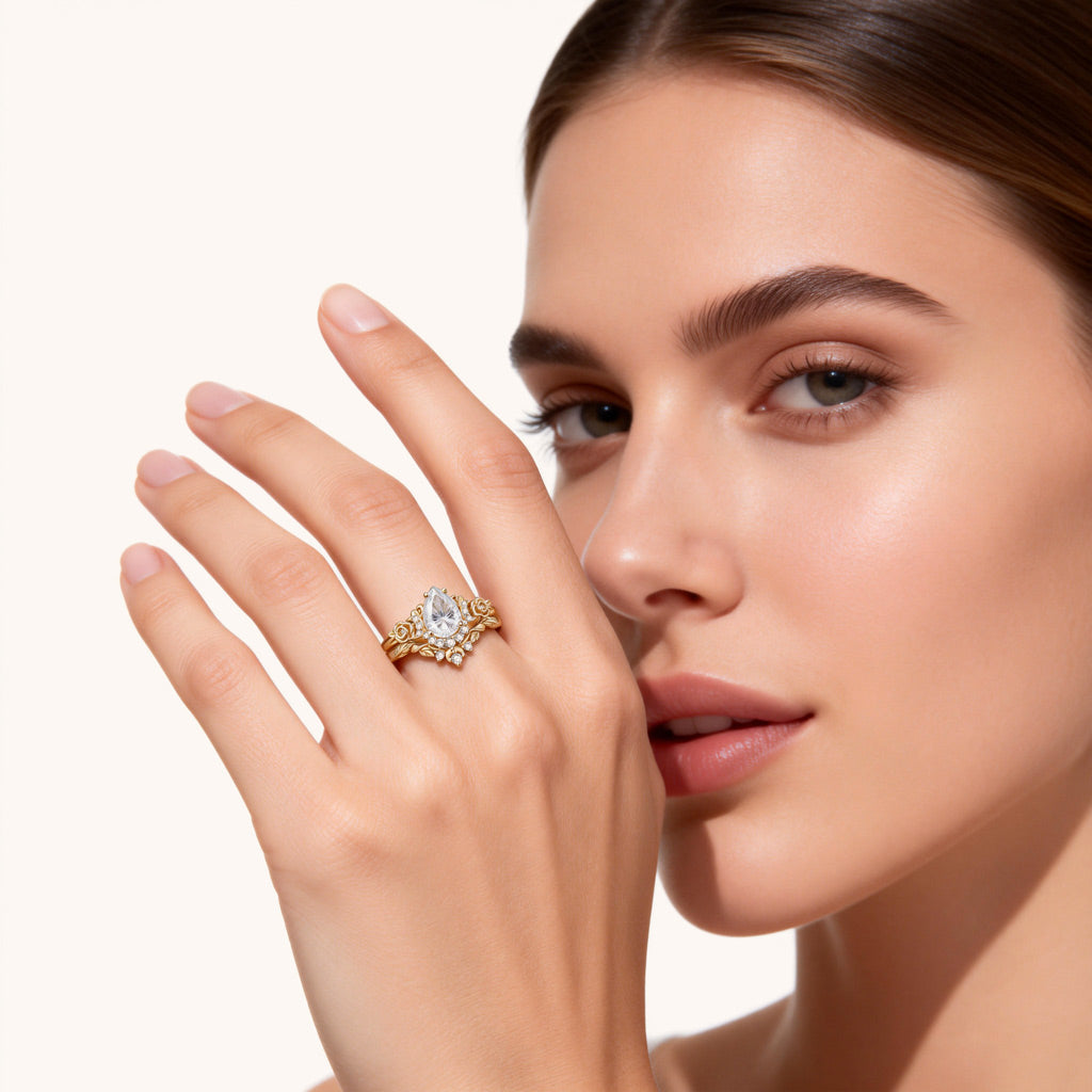 Gnoce Moon & Flower Inspired Engagement Ring Set_3