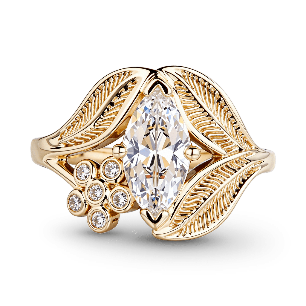 Gnoce Nature-Inspired Leaf & Floral Engagement Ring_1