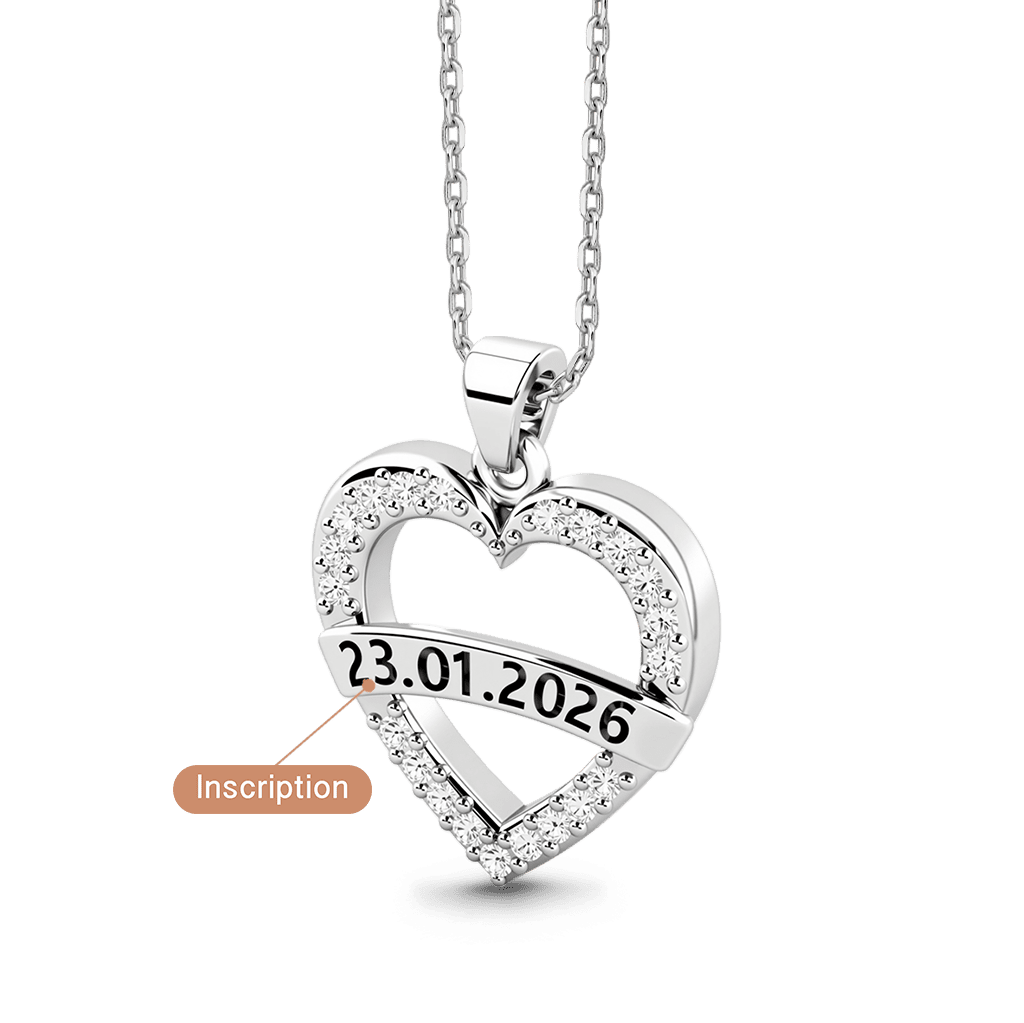 Gnoce Personalized Heart Birthstone Necklace with Custom Date Engraving_3
