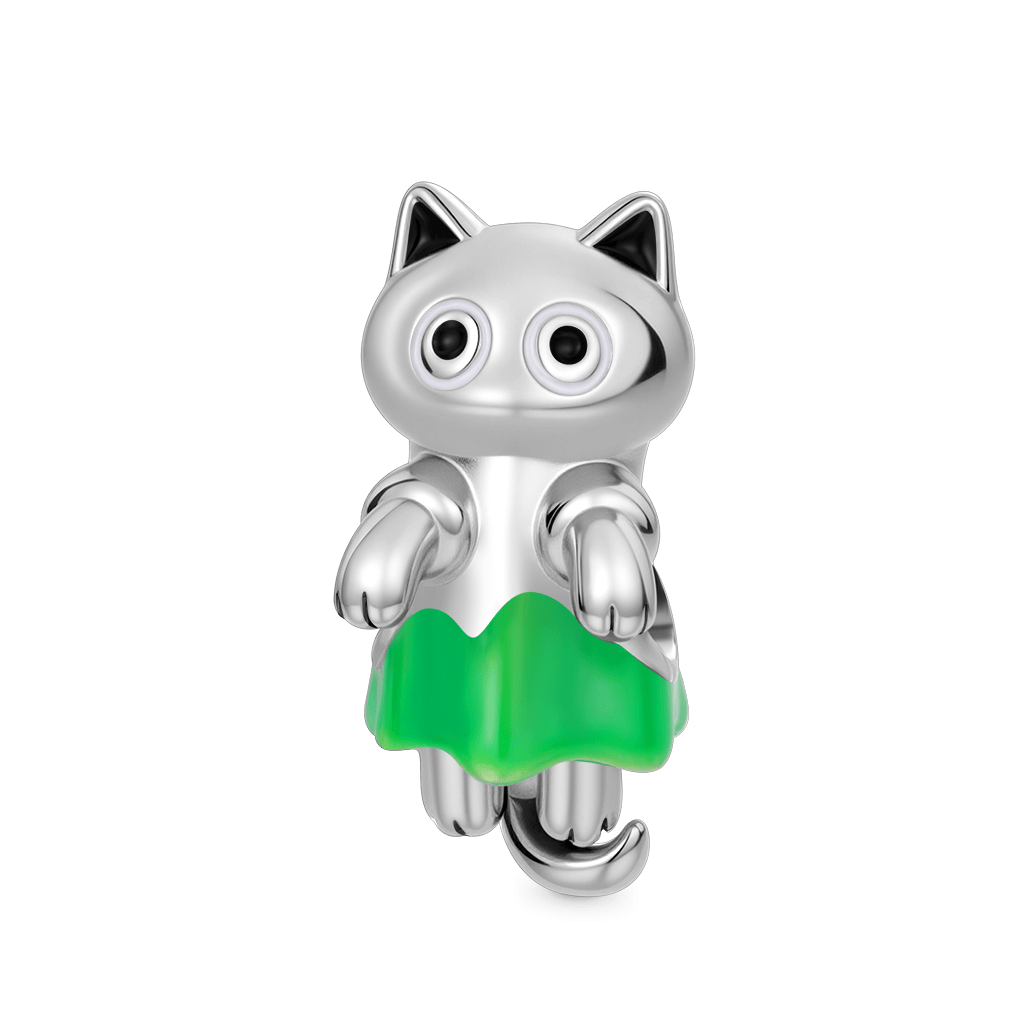 Gnoce Glow-in-the-Dark Ghost Cat Charm Platinum-plated Silver Blend_1