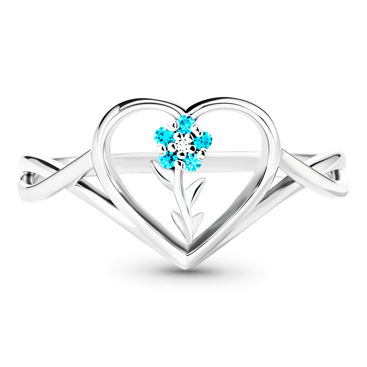 Gnoce Birthstones Flower Heart Ring Personalized Family Jewelry_4